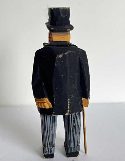 Small Hand Carved Wood Figure of W. Churchill: Back View