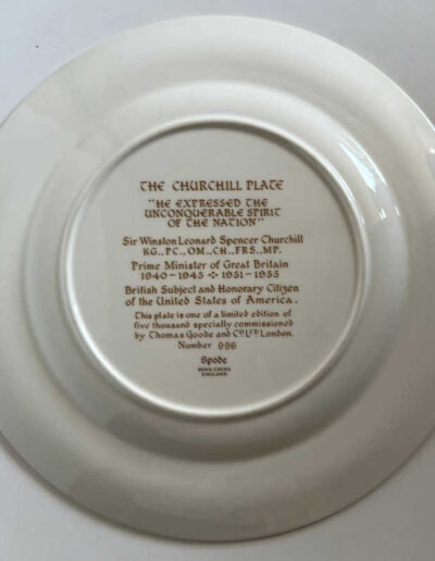 Spode Bone China Winston Churchill Plate: Back