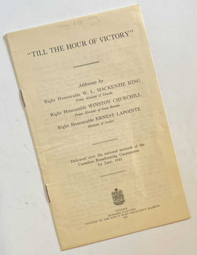 Till the Hour of Victory: Pamphlet with Churchill Speech