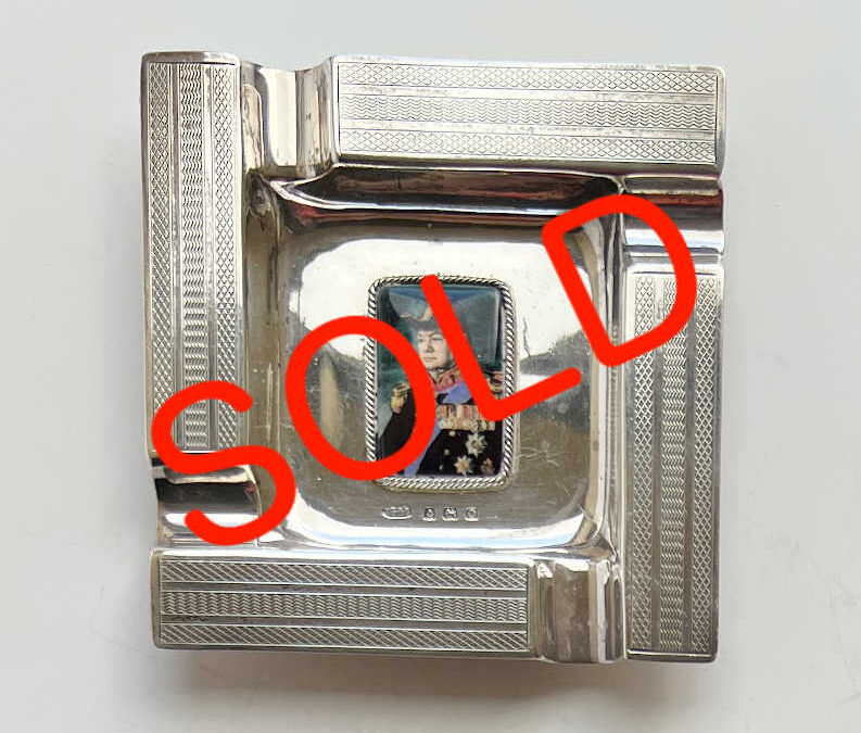 Silver Ashtray: Pictorial Enamel of Winston Churchill