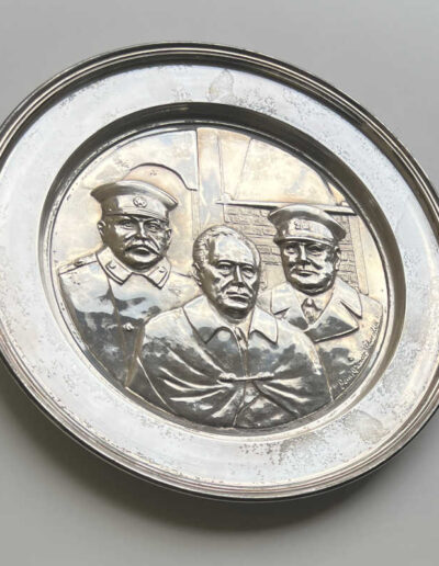 Sterling Silver Plate / Dish Yalta - Churchill Stalin Roosevelt