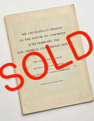 Churchill Speech Feb 27 1945 - SOLD