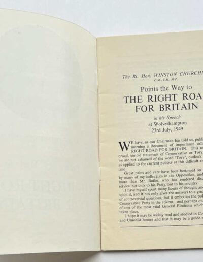 Pamphlet with Churchill's Speech July 23, 1949. p1