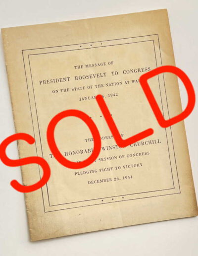 Churchill Speech Dec 26, 1941: SOLD