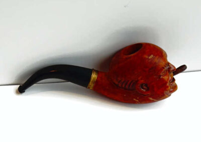 Briar Wood Pipe - Churchill, Hand-carved Smoking a Cigar