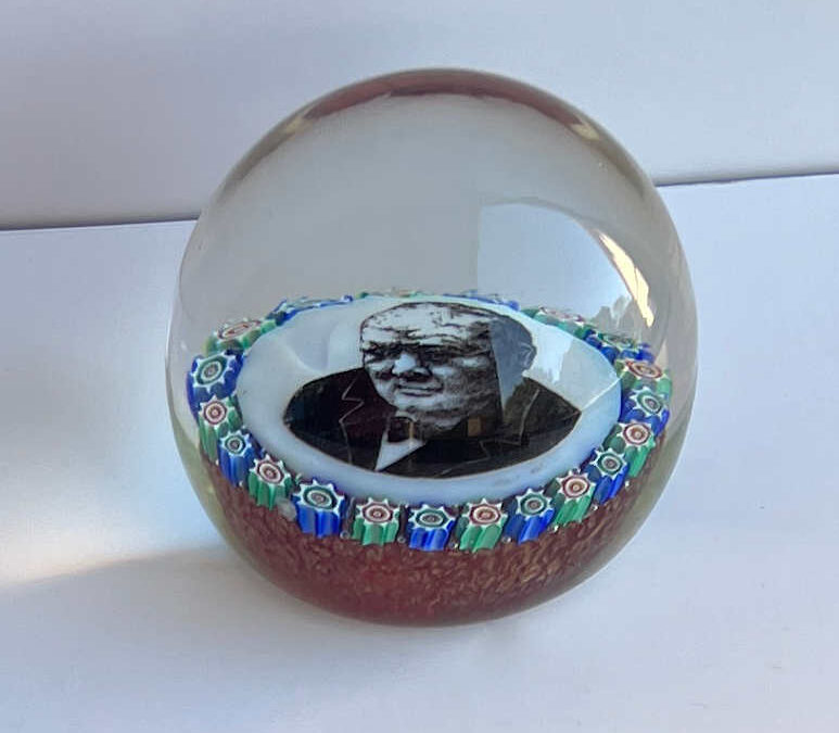 Churchill Paperweight – Murano Glass Millefiori