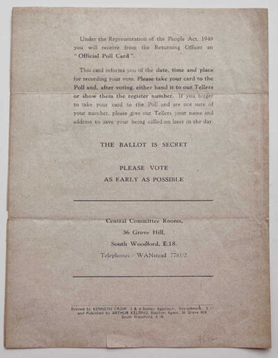 Churchill Election Address, Woodford 1951 (back page)