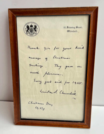 Churchill Note Framed - Christmas Day 1954