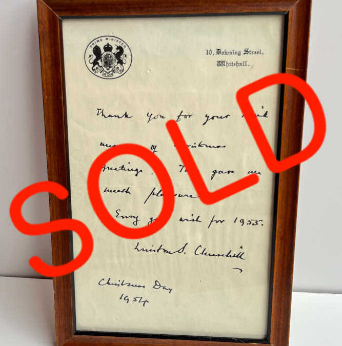 Framed  Note from Churchill on Christmas Day 1954