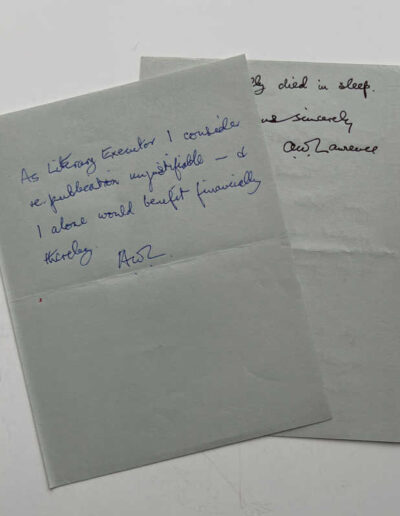 More Correspondence Laid In: 2 Home Letters of T. E. Lawrence and his Brothers