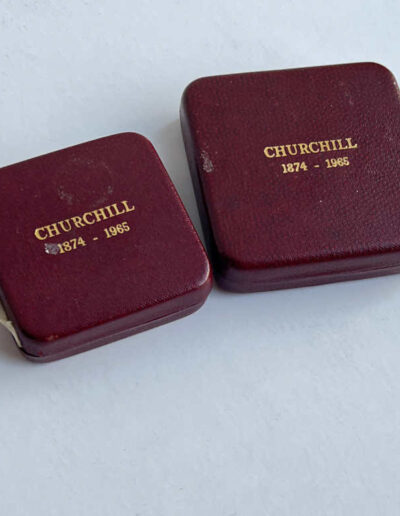 Original Presentation Cases for 2 Churchill Spink's 2 Medals