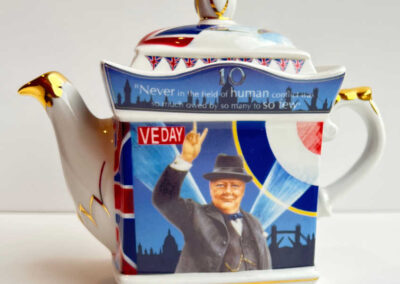 Sadler Great Leaders Churchill VE Day Teapot: Side View