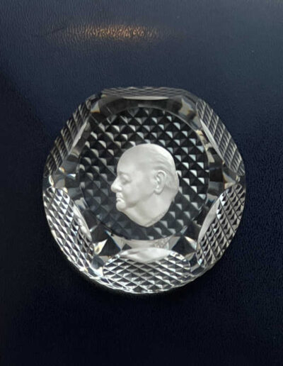 Baccarat Sulphide Paperweight-Churchill