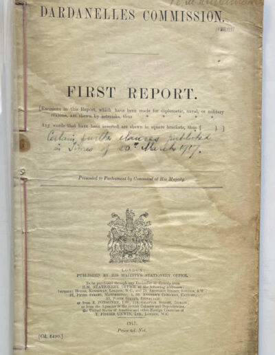Dardanelles Commission, First Report