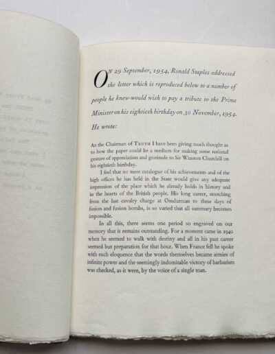 Staples' Letter Requesting Churchill Tributes