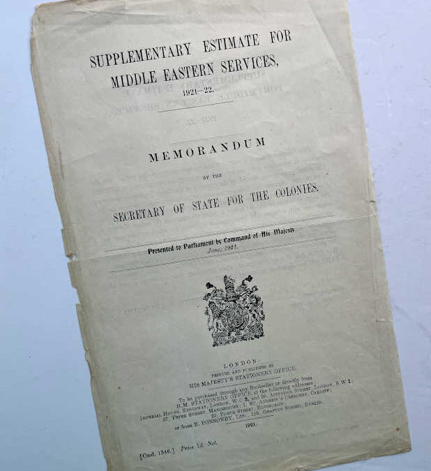 Supplementary Estimate for Middle Eastern Services, 1921-22