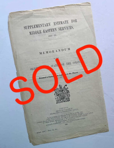 Supplementary Estimate for Middle Eastern Services: SOLD