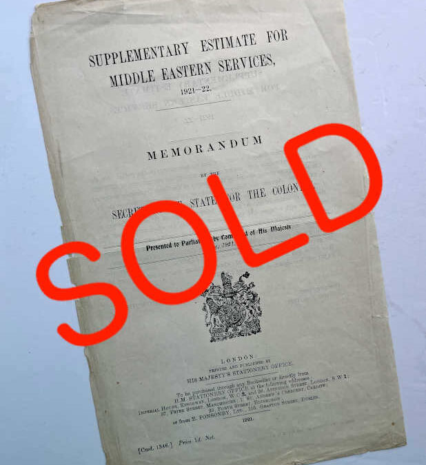 Supplementary Estimate for Middle Eastern Services, 1921-22
