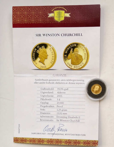 Alderney Gold Proof Coin Churchill £1 with COA