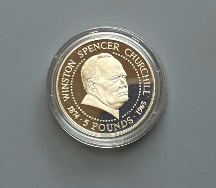 Guernsey Coin Silver Proof Winston Churchill 1999 Five-Pound