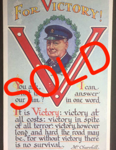 V for Victory Wartime WSC Postcard SOLD